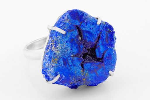 Мельхиоровое кольцо с азуритом 63502 купить в магазине Самоцветы мира