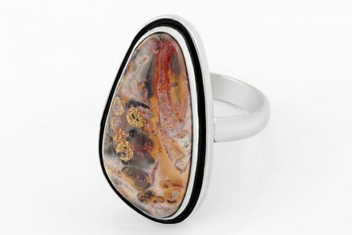 Мельхиоровое кольцо с яшмой 64123 купить в магазине Самоцветы мира