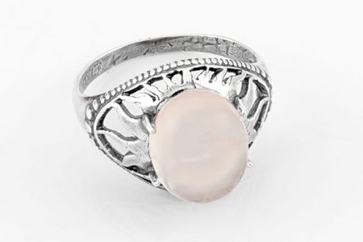 Мельхиоровое кольцо с розовым кварцем 64223 купить в магазине Самоцветы мира