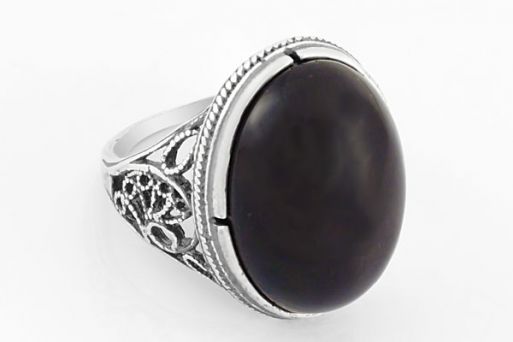 Мельхиоровое кольцо с агатом 64241 купить в магазине Самоцветы мира