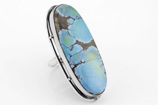 Серебряное кольцо с бирюзой 64370 купить в магазине Самоцветы мира