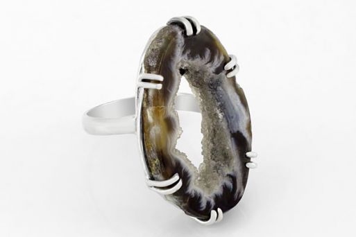 Серебряное кольцо с агатом 64377 купить в магазине Самоцветы мира