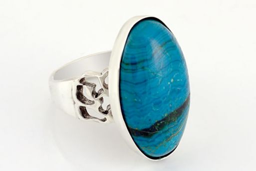 Серебряное кольцо с хризоколлой 64945 купить в магазине Самоцветы мира