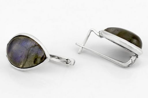 Серебряные серьги с лабрадором 65067 купить в магазине Самоцветы мира