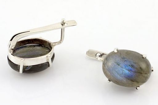 Серебряные серьги с лабрадором 65071 купить в магазине Самоцветы мира