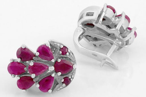 Серебряные серьги с рубином 7695 купить в магазине Самоцветы мира